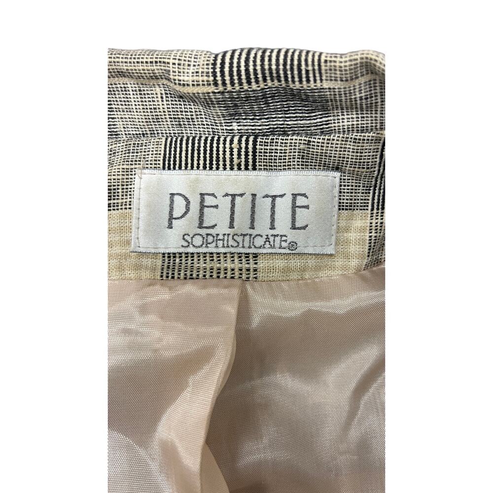 🧥 Petite Sophisticate Plaid Blazer Vintage 90s Preppy Tailored Jacket - Picture 4 of 4